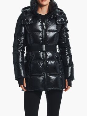 SAM. SoHo Belted Down Puffer Black Coat Size Large